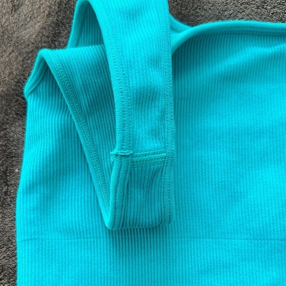 SetActive Box Cut Ribbed Bra - Teal - Size Large - Picture 6 of 7